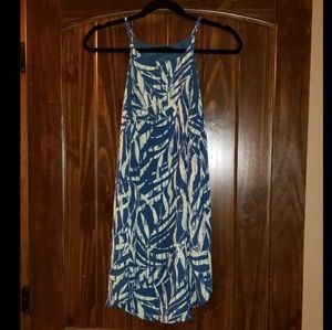 High Neck Sleeveless Navy Palms Dress